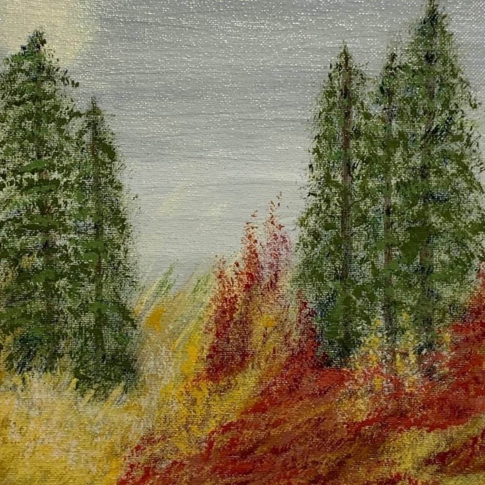 Pines in the Fall  Original Acrylic Painting 8x10